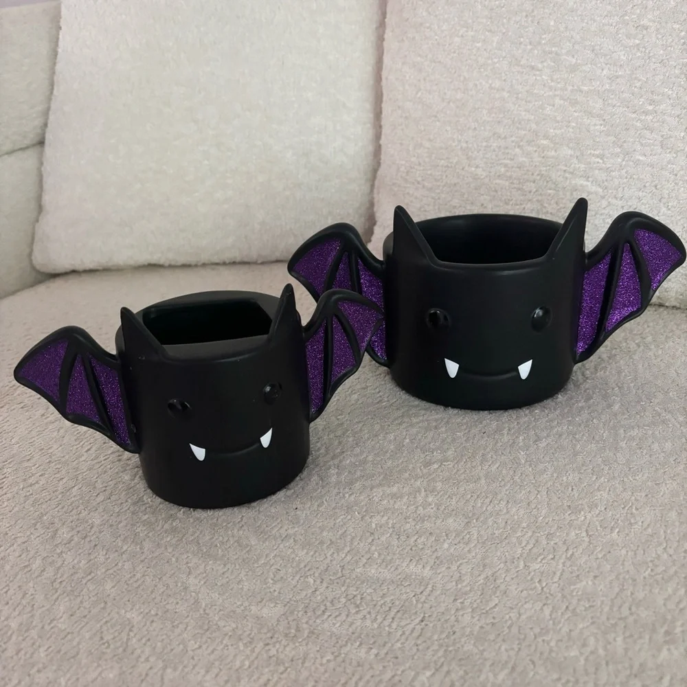 Bath & Body Works Black and Purple Glitter Bat Candle and Soap Holder Halloween